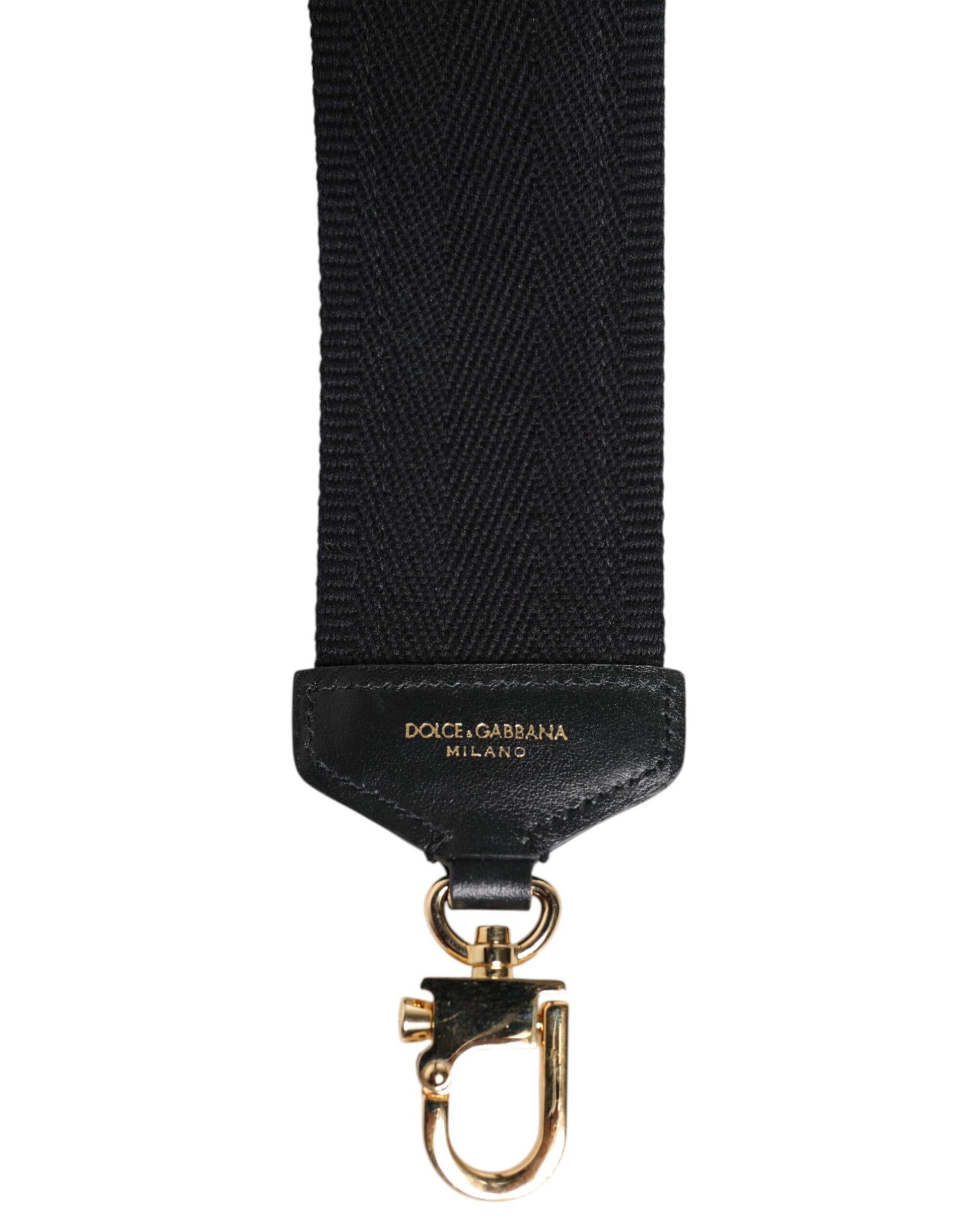 Dolce & Gabbana Black Cotton Printed Women Bag Accessory Shoulder Strap - ClickThatClicks 