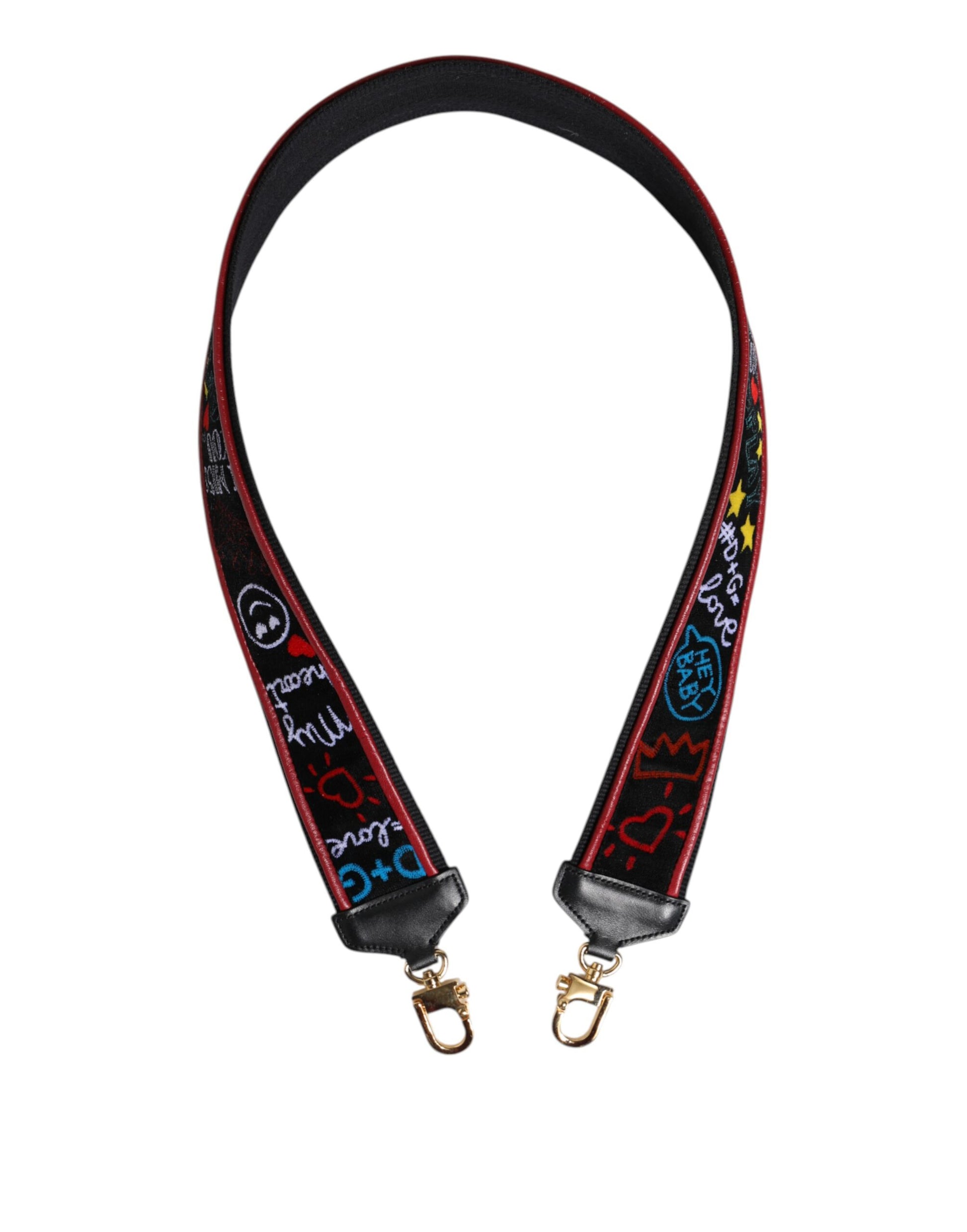 Dolce & Gabbana Black Cotton Printed Women Bag Accessory Shoulder Strap - ClickThatClicks 