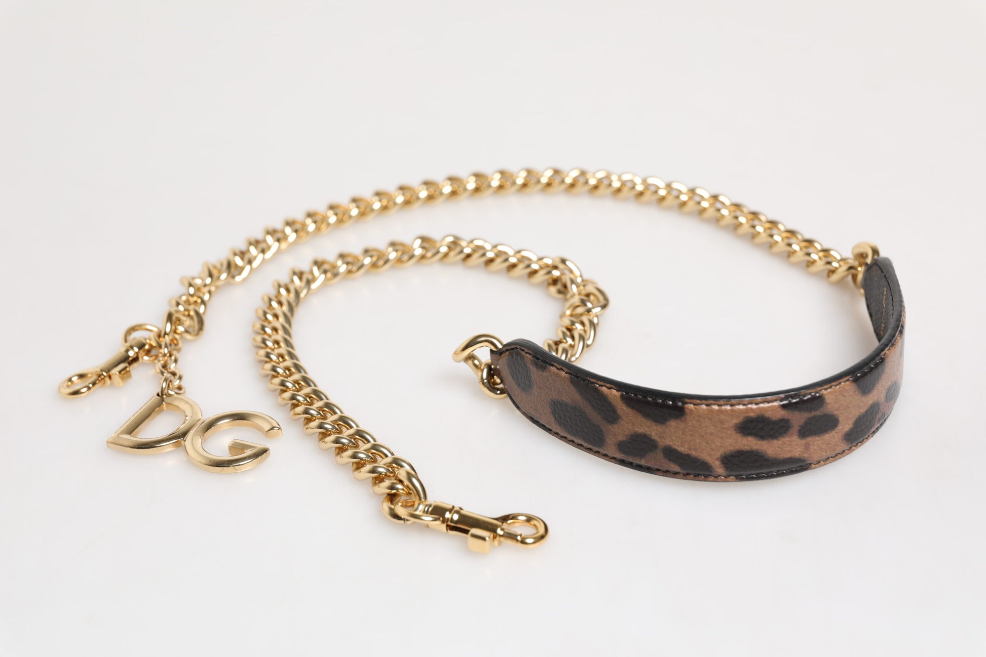 Dolce & Gabbana Brown Leopard Gold Brass Chain Accessory Shoulder Strap - ClickThatClicks 