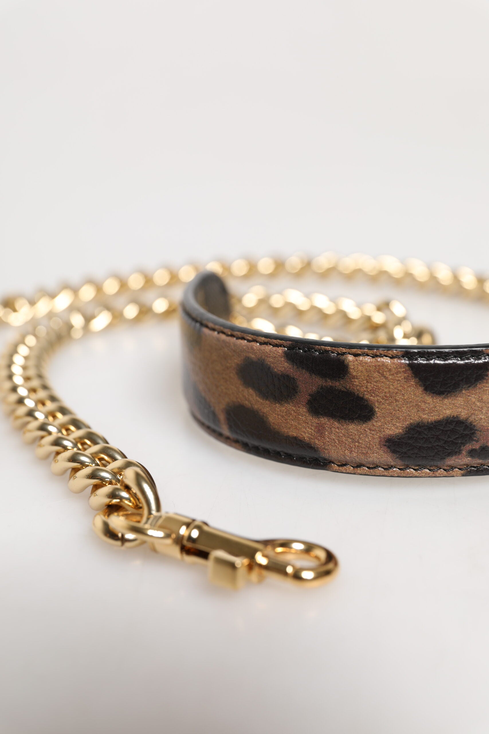 Dolce & Gabbana Brown Leopard Gold Brass Chain Accessory Shoulder Strap - ClickThatClicks 