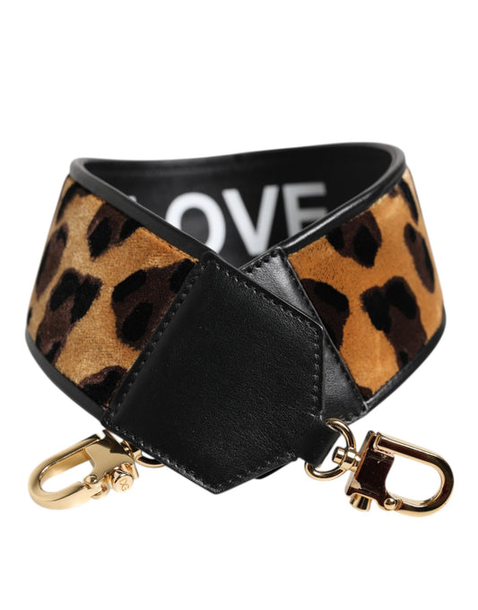 Dolce & Gabbana Black Leopard Print Reversible Bag Shoulder Strap - ClickThatClicks 