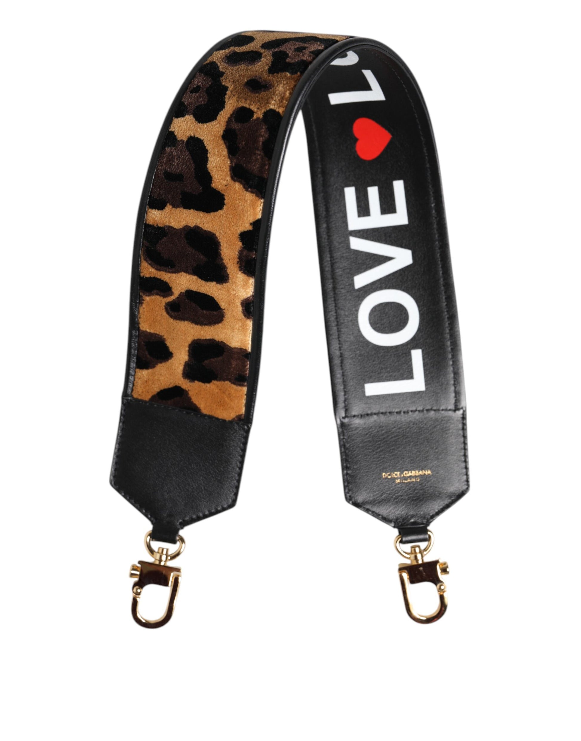 Dolce & Gabbana Black Leopard Print Reversible Bag Shoulder Strap - ClickThatClicks 