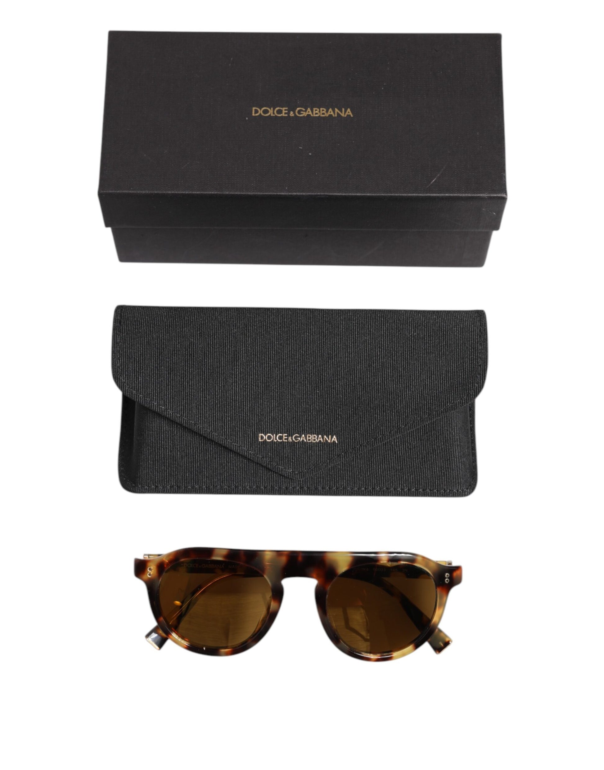 Dolce & Gabbana Brown Acetate Round Leopard Print Eyewear Sunglasses - ClickThatClicks 