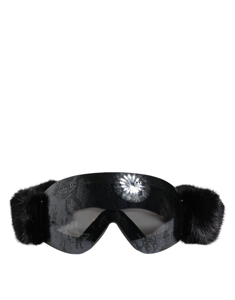 Dolce & Gabbana Black Bi0759 Lace Mirrored Ski Goggles Mask Sunglasses