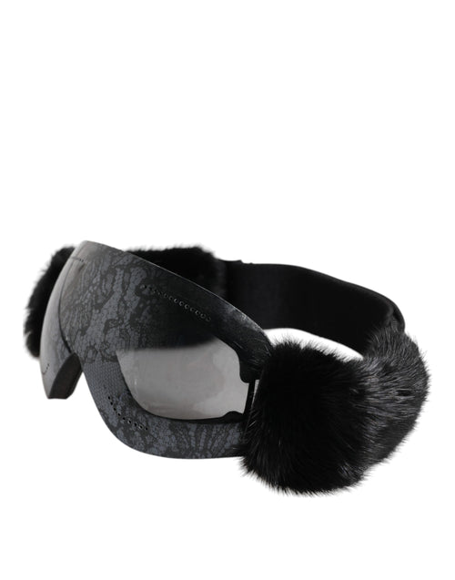 Dolce & Gabbana Black Bi0759 Lace Mirrored Ski Goggles Mask Sunglasses - ClickThatClicks 