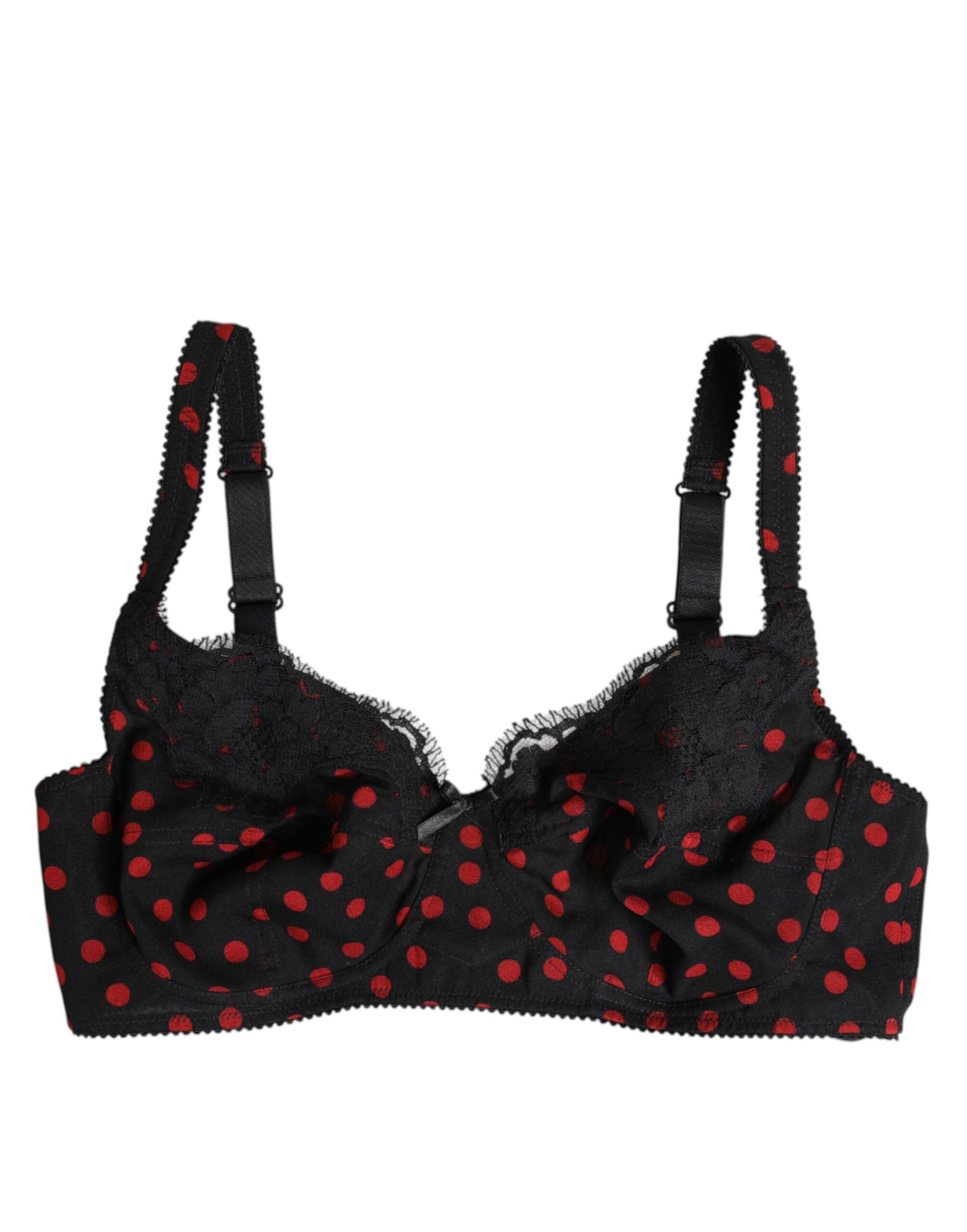 Dolce & Gabbana Black Red Polka Dot Underwired Balconette Underwear - ClickThatClicks 