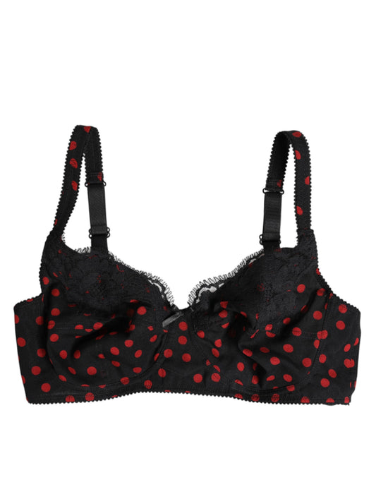 Dolce & Gabbana Black Red Polka Dot Underwired Balconette Underwear - ClickThatClicks 