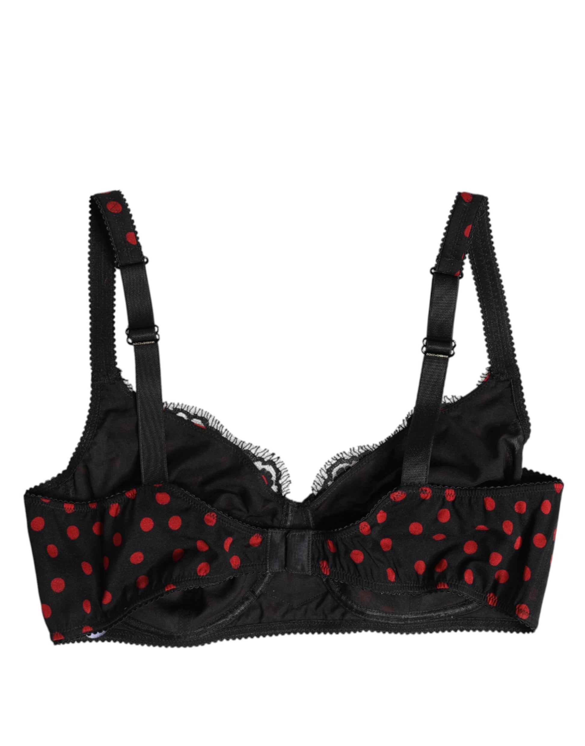 Dolce & Gabbana Black Red Polka Dot Underwired Balconette Underwear - ClickThatClicks 