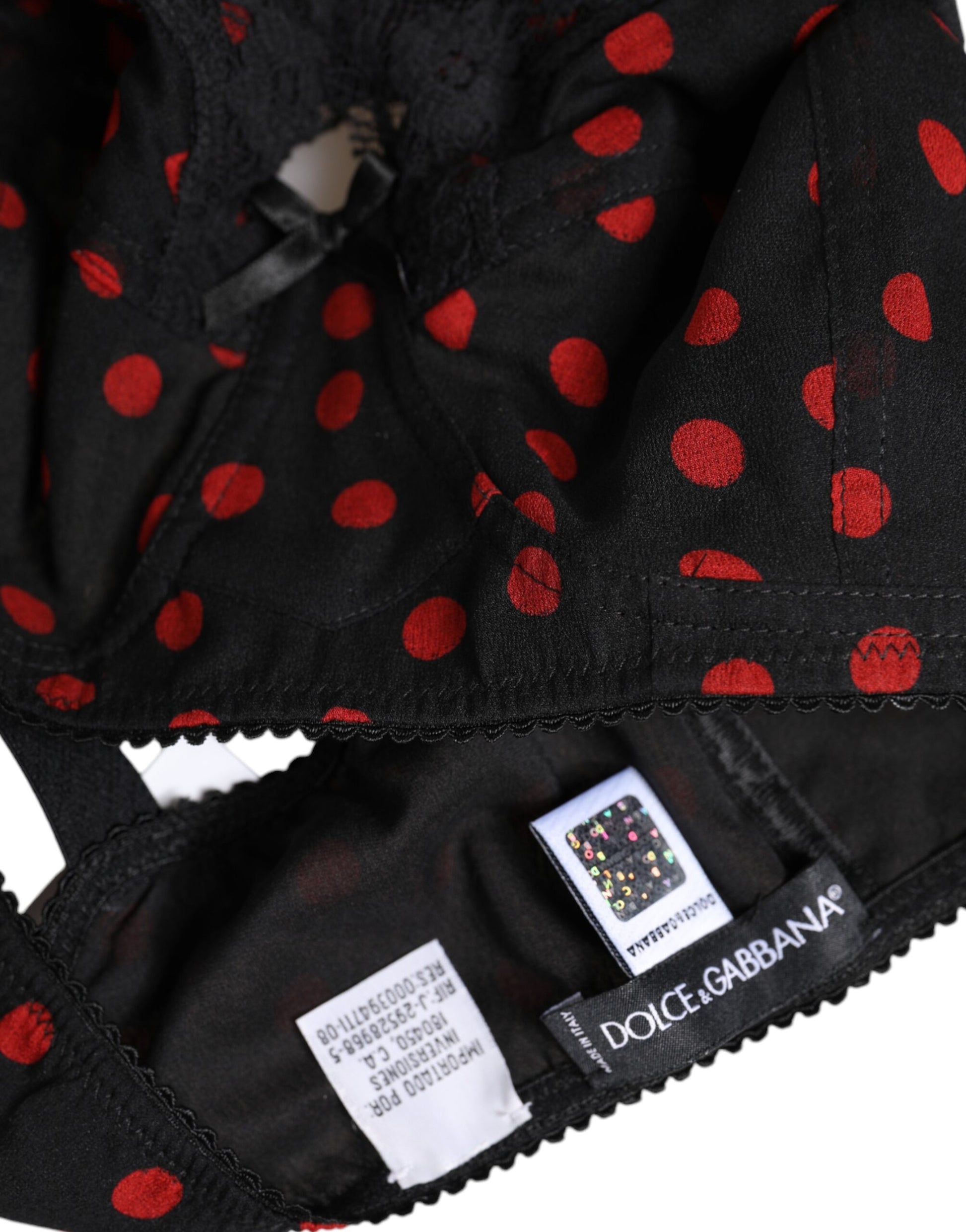 Dolce & Gabbana Black Red Polka Dot Underwired Balconette Underwear - ClickThatClicks 