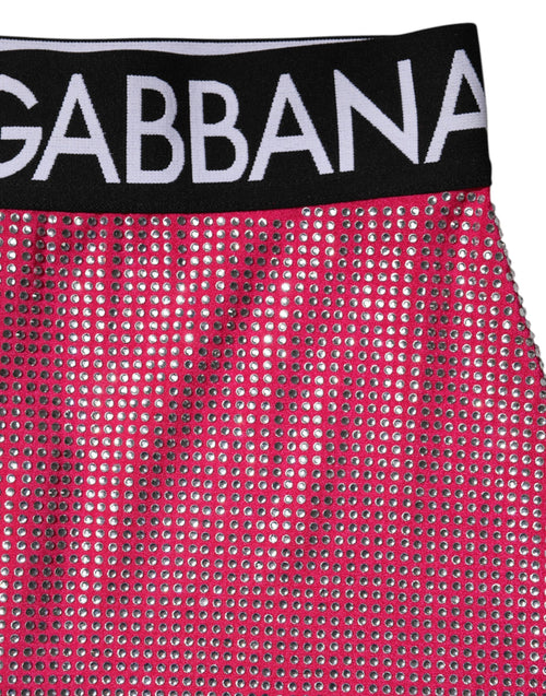 Dolce & Gabbana Pink Rhinestone Embellished Logo Mini Skirt - ClickThatClicks 