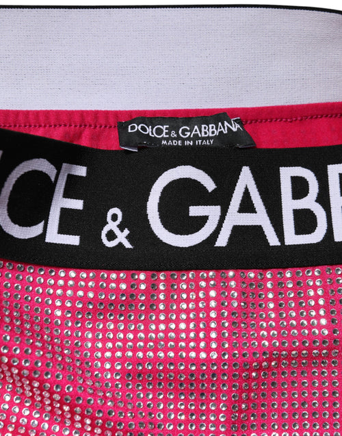 Dolce & Gabbana Pink Rhinestone Embellished Logo Mini Skirt - ClickThatClicks 