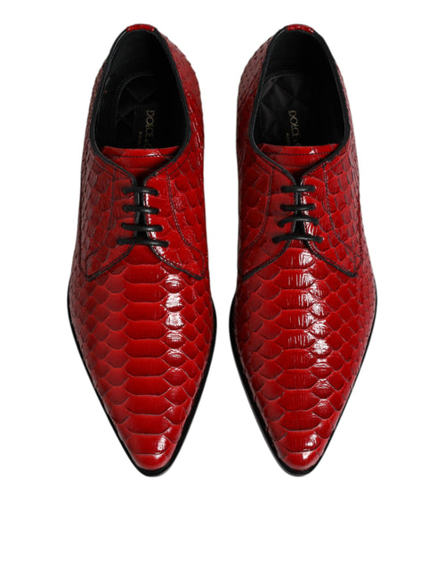 Dolce & Gabbana Red Exotic Leather Lace Up Dress Derby Shoes - ClickThatClicks 