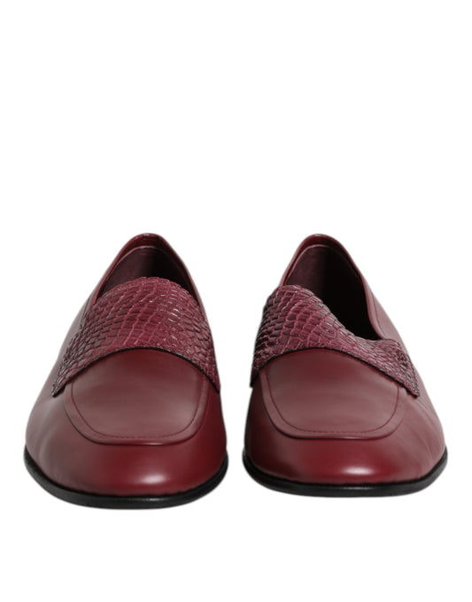 Dolce & Gabbana Burgundy Calfskin Leather Formal Slip On Shoes - ClickThatClicks 