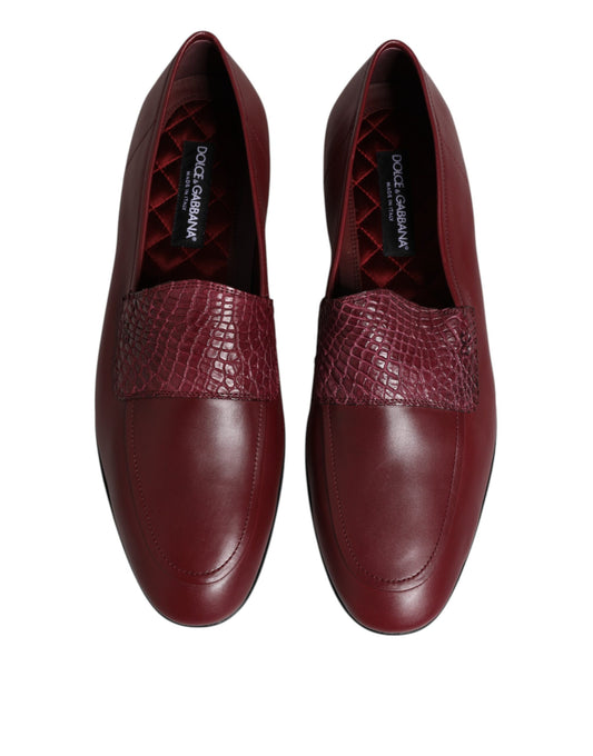 Dolce & Gabbana Burgundy Calfskin Leather Formal Slip On Shoes - ClickThatClicks 