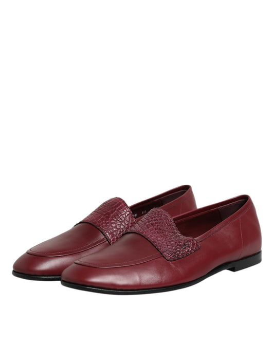 Dolce & Gabbana Burgundy Calfskin Leather Formal Slip On Shoes - ClickThatClicks 