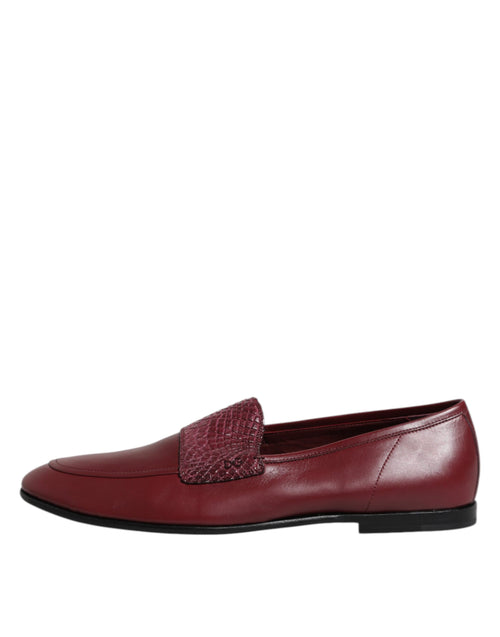 Dolce & Gabbana Burgundy Calfskin Leather Formal Slip On Shoes - ClickThatClicks 