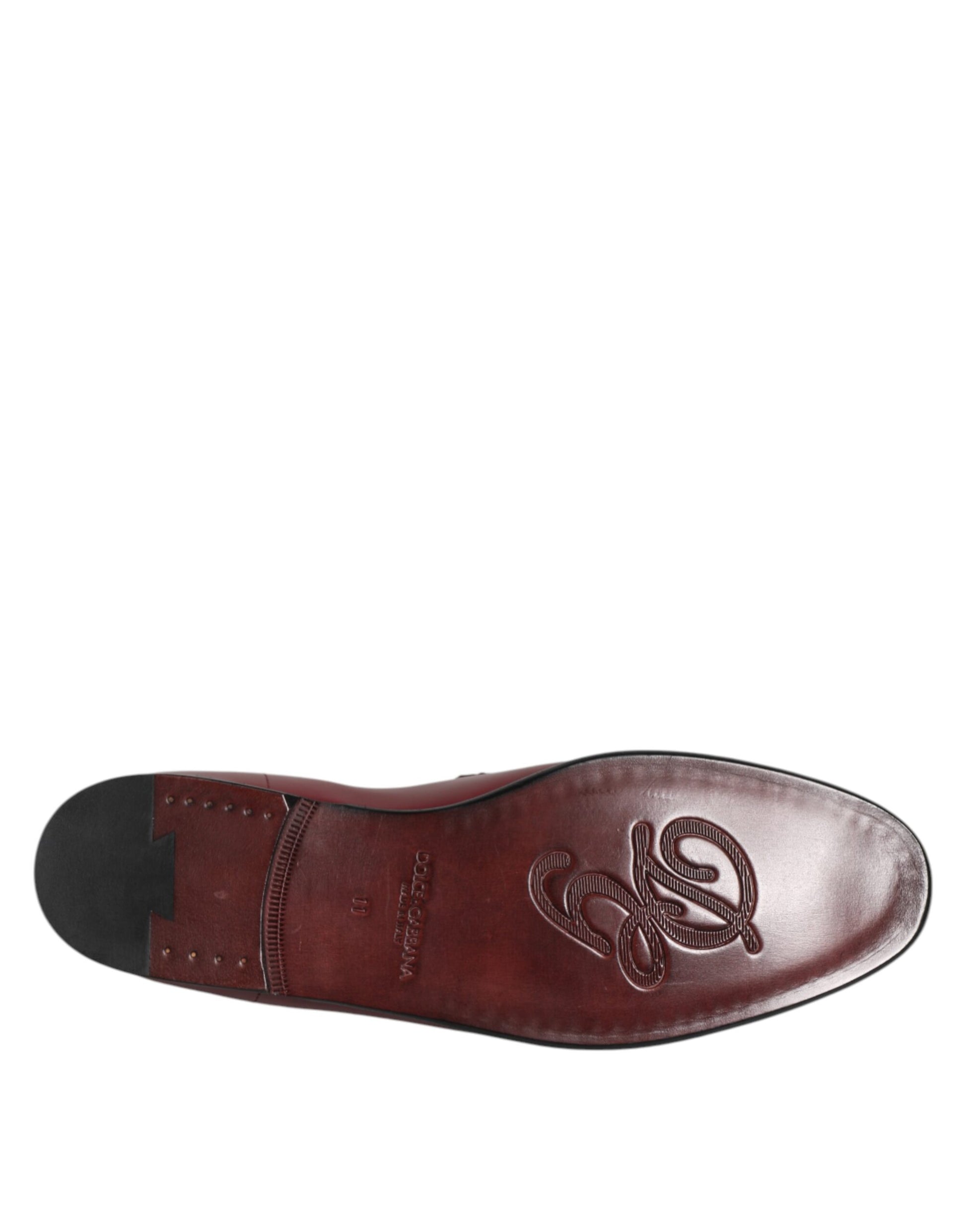 Dolce & Gabbana Burgundy Calfskin Leather Formal Slip On Shoes - ClickThatClicks 