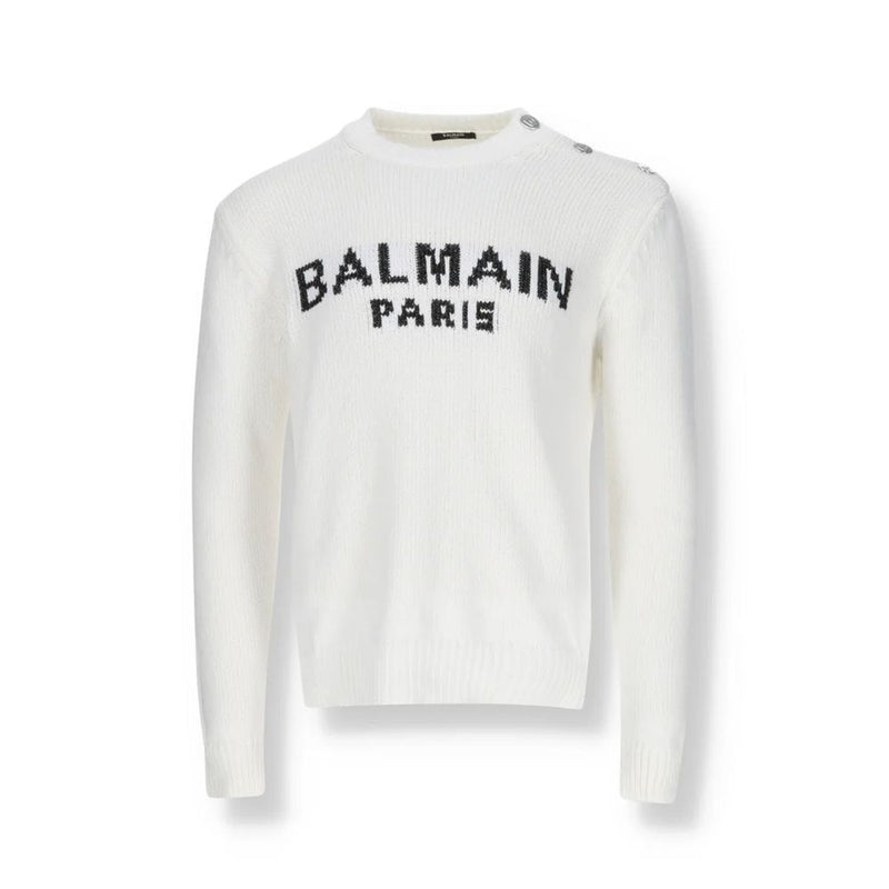 Balmain White Cotton Sweatshirt