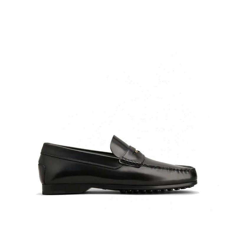 Tod's Black Calfskin Slip-On Loafers