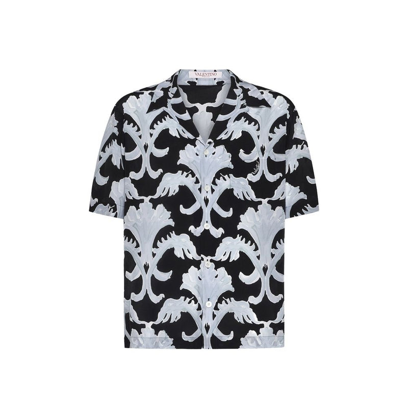 Valentino Black Silk Pattern Shirt