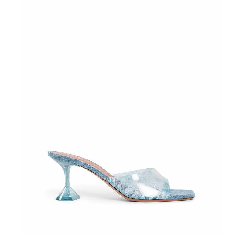Amina Muaddi Lupita Glass Pvc Denim Mules