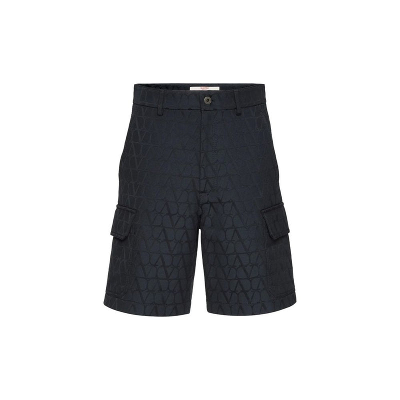 Valentino Blue Cotton Cargo Shorts