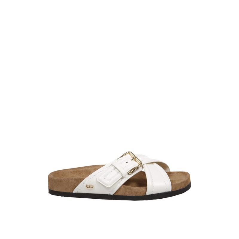 Valentino Garavani White Calfskin Strap-On Sandals