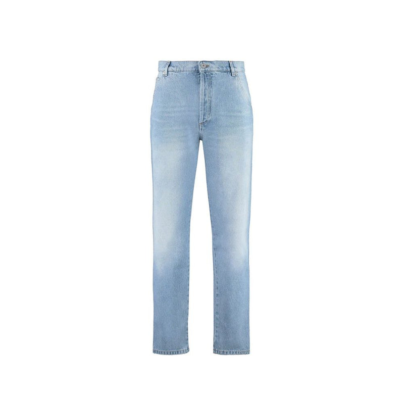 Balmain Blue Cotton Cropped Jeans