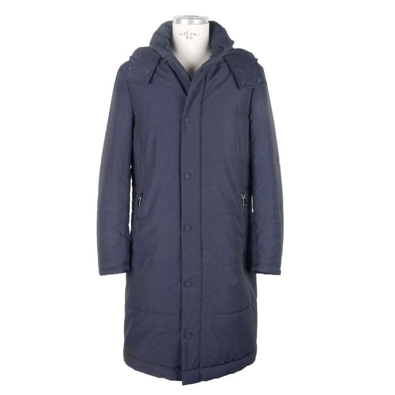 Made in Italy Blue Wool Men's Raincoat
