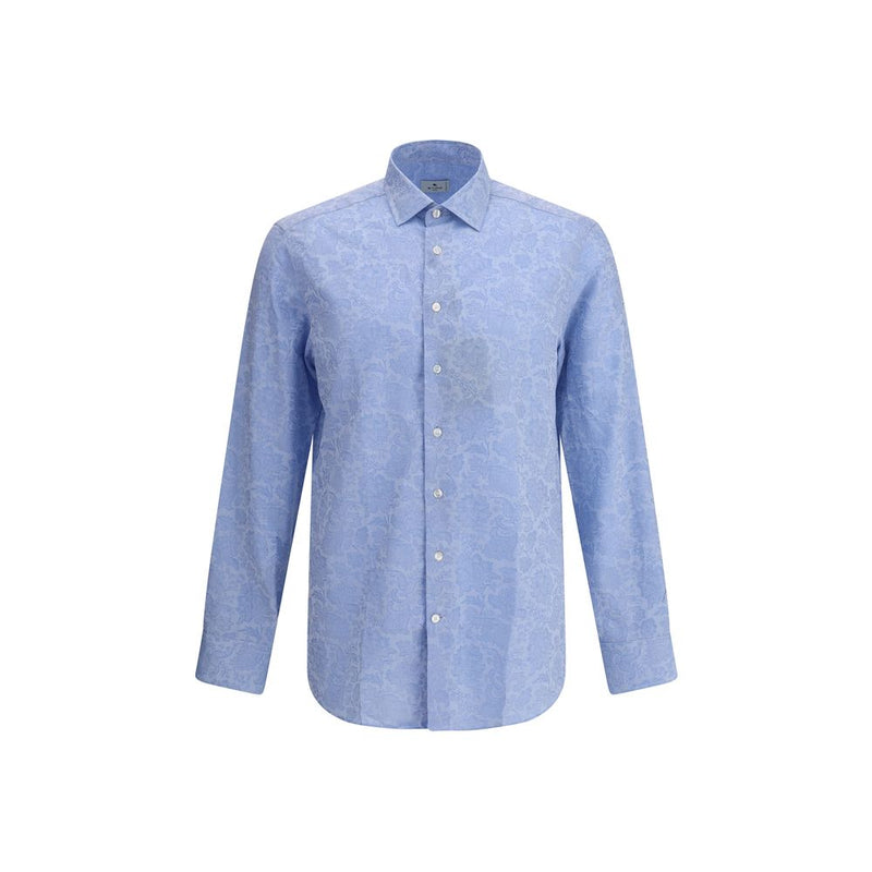 Etro Light Blue Cotton Pattern Shirt