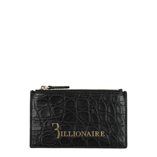 Billionaire Italian Couture Black Crocodile Cardholder - ClickThatClicks 