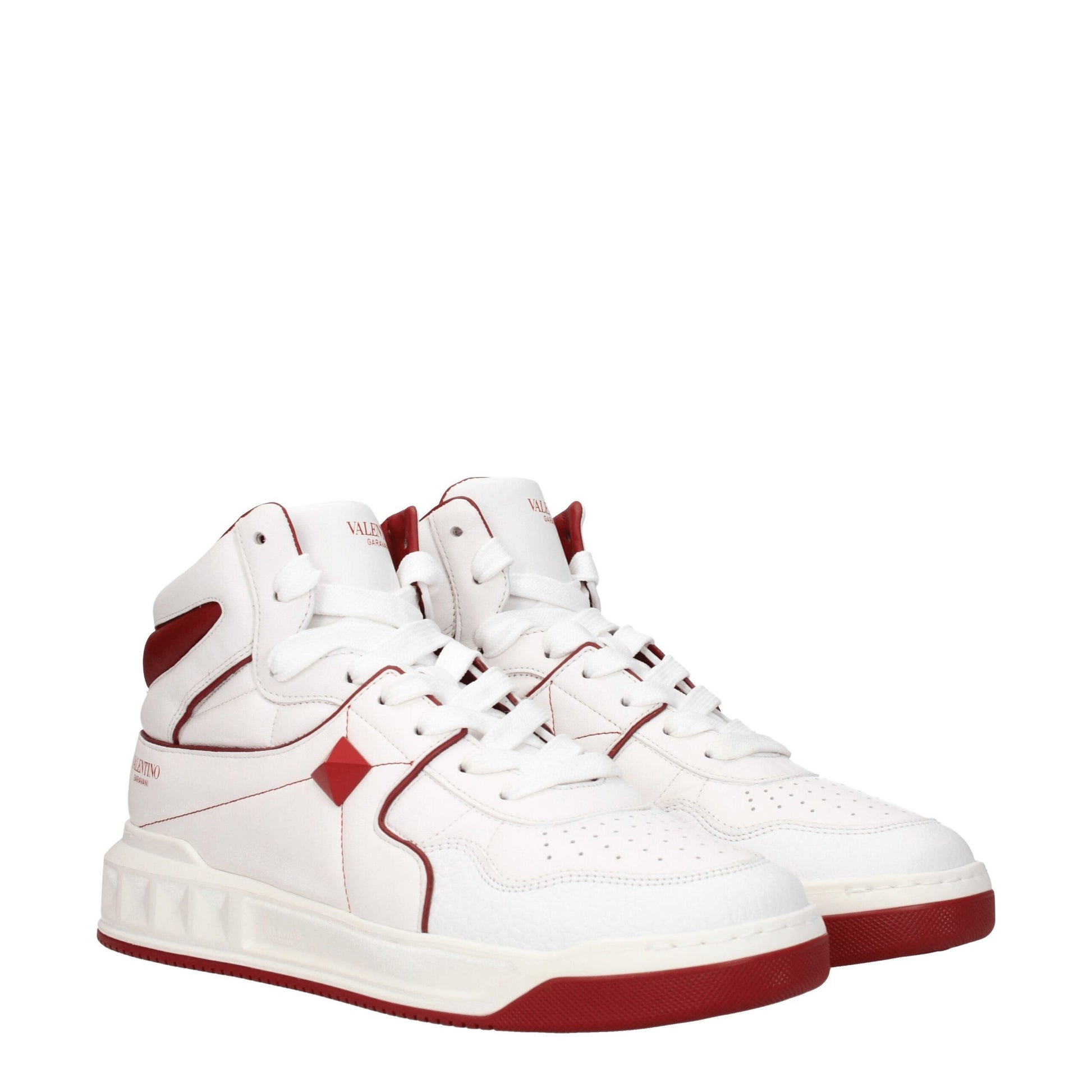 Valentino Garavani White Leather High Top Sneakers - ClickThatClicks 