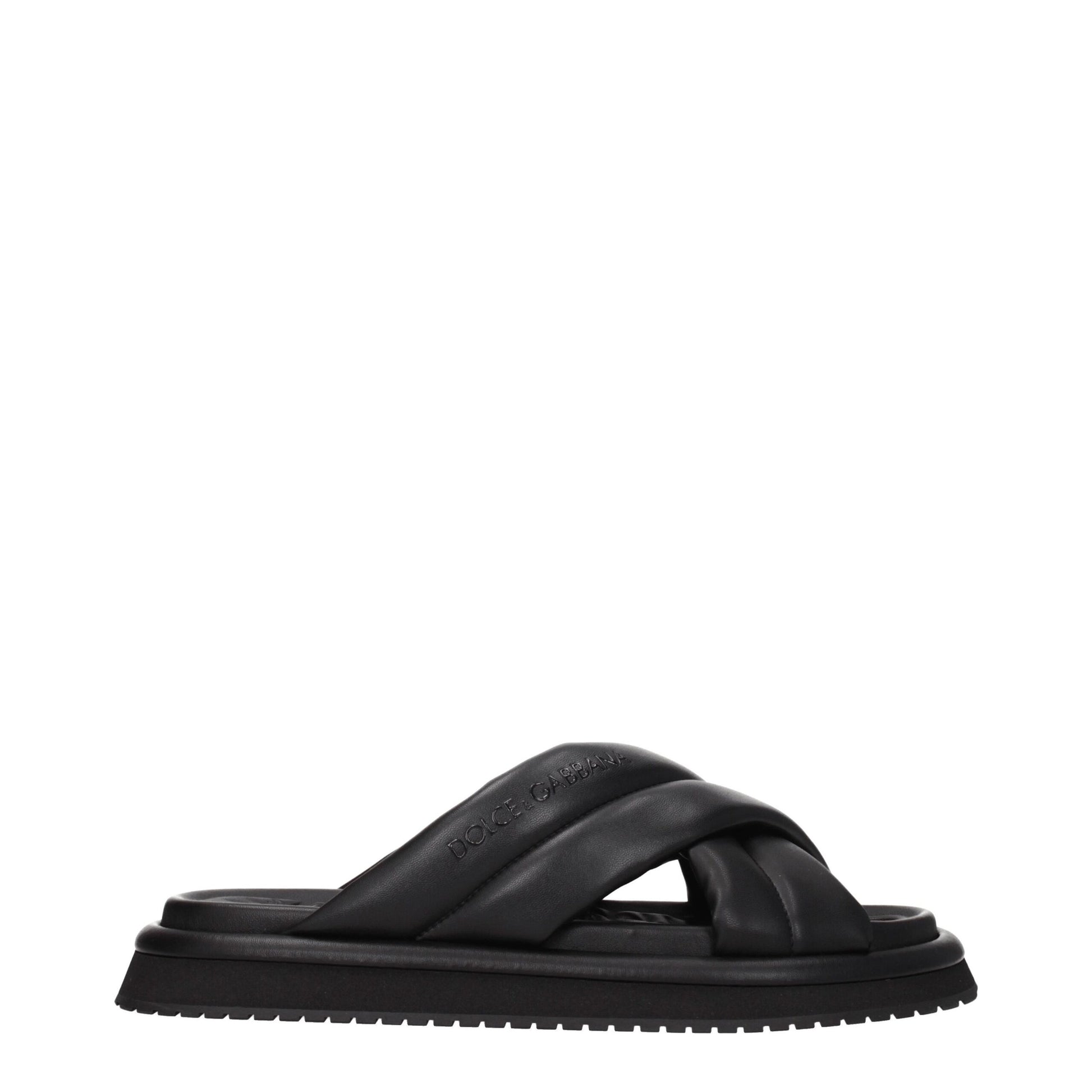 Dolce & Gabbana Black Leather Slippers - ClickThatClicks 