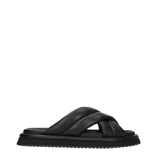 Dolce & Gabbana Black Leather Slippers - ClickThatClicks 