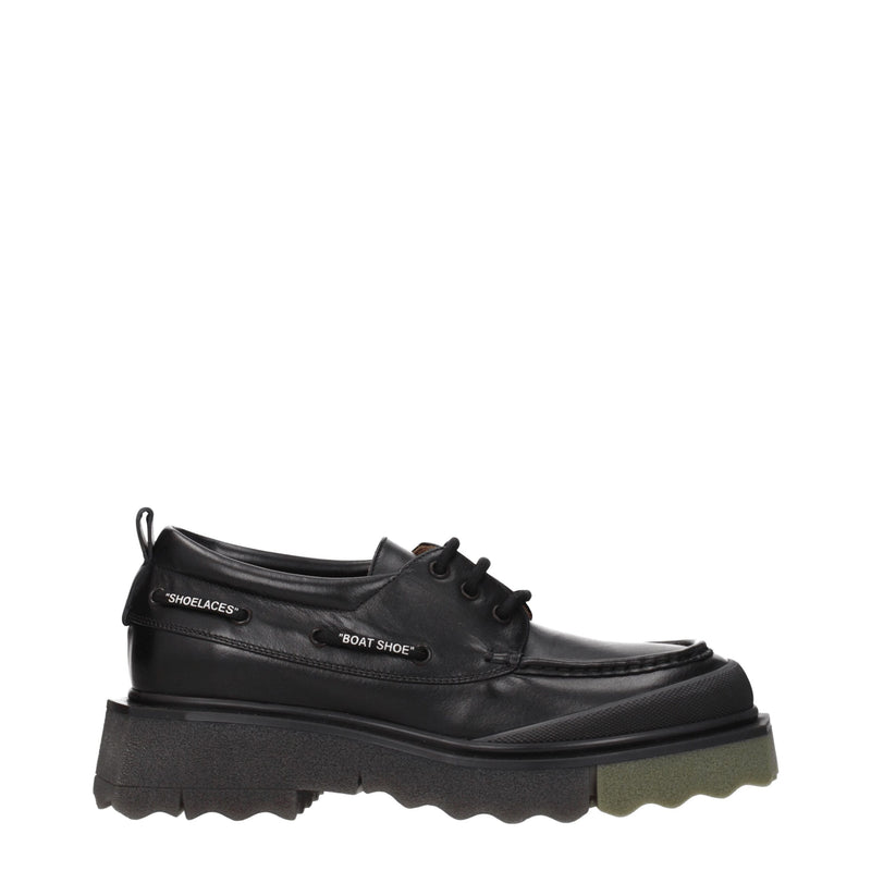 Off-White Black Leather Slip-On Loafers
