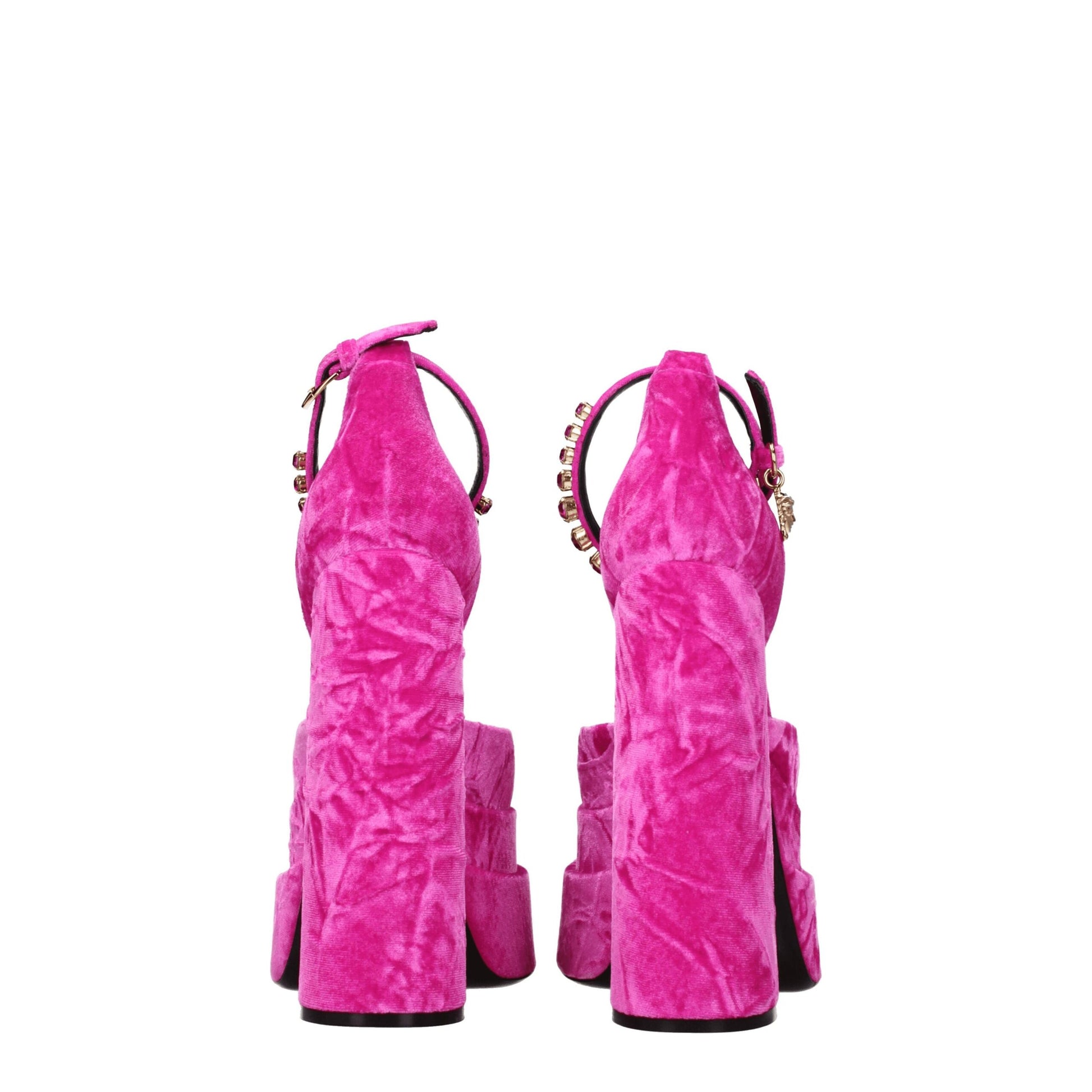 Versace Pink Velvet Platform Sandals - ClickThatClicks 