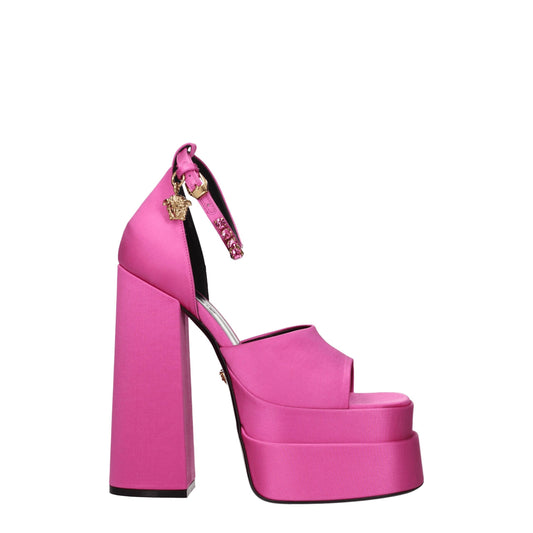 Versace Pink Satin Platform Sandals - ClickThatClicks 