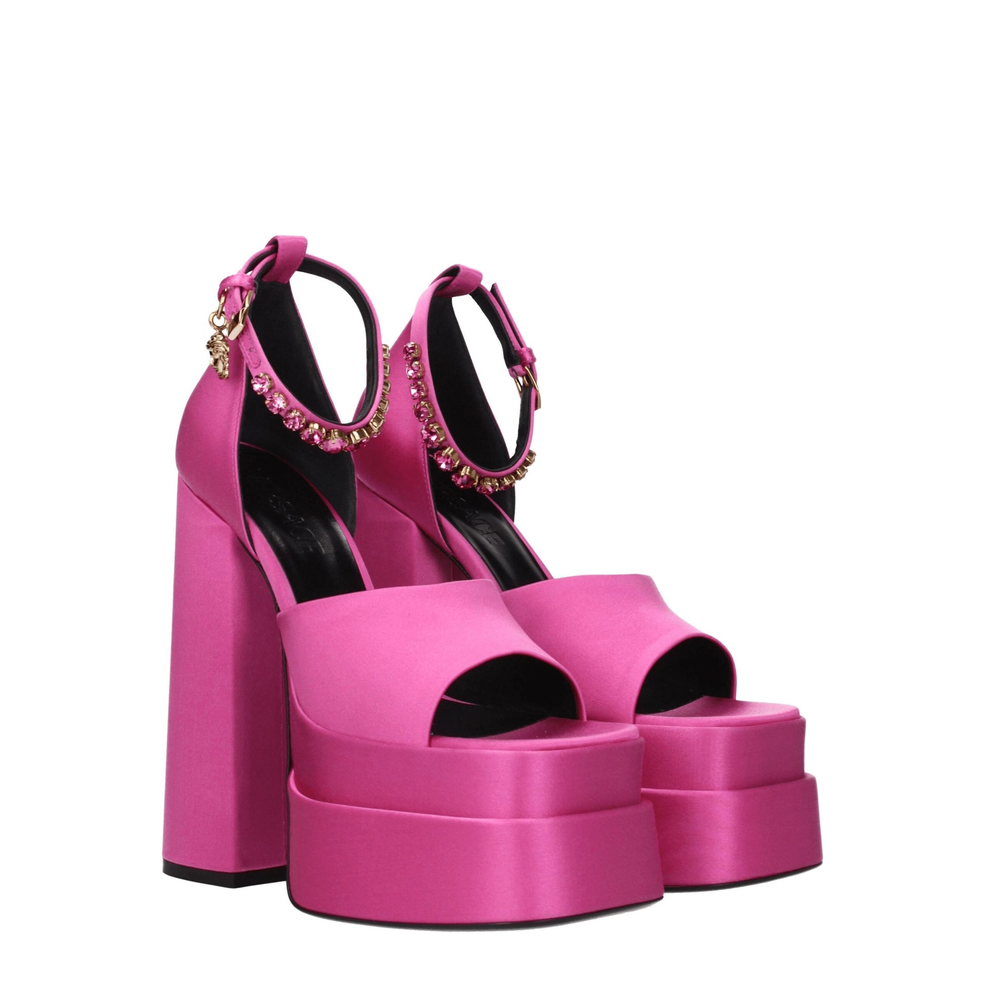 Versace Pink Satin Platform Sandals - ClickThatClicks 