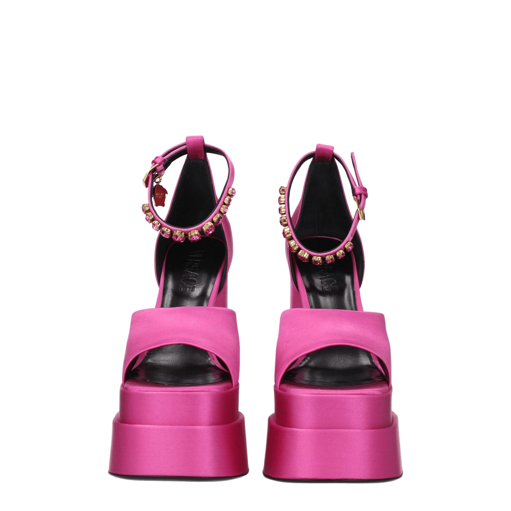 Versace Pink Satin Platform Sandals - ClickThatClicks 