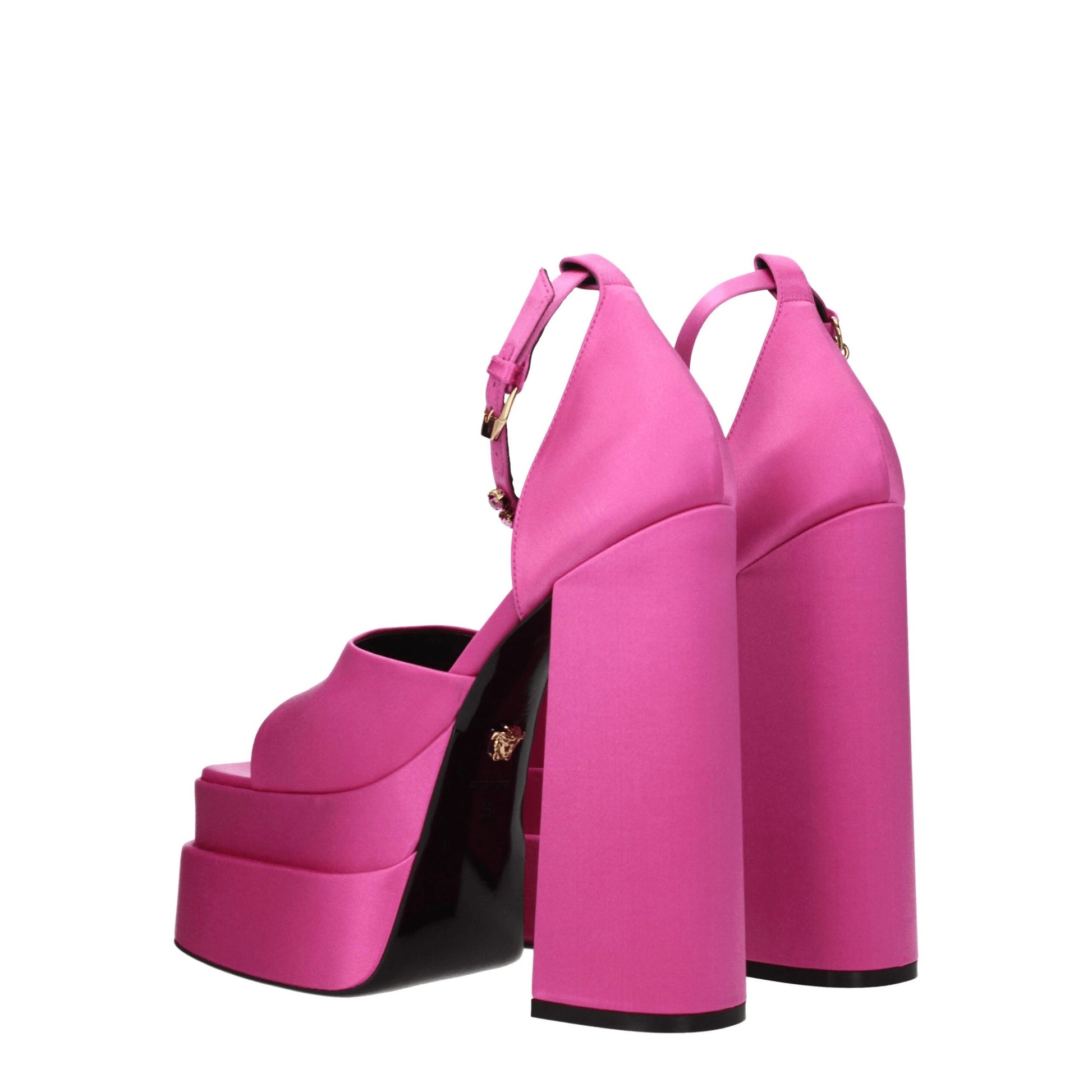 Versace Pink Satin Platform Sandals - ClickThatClicks 