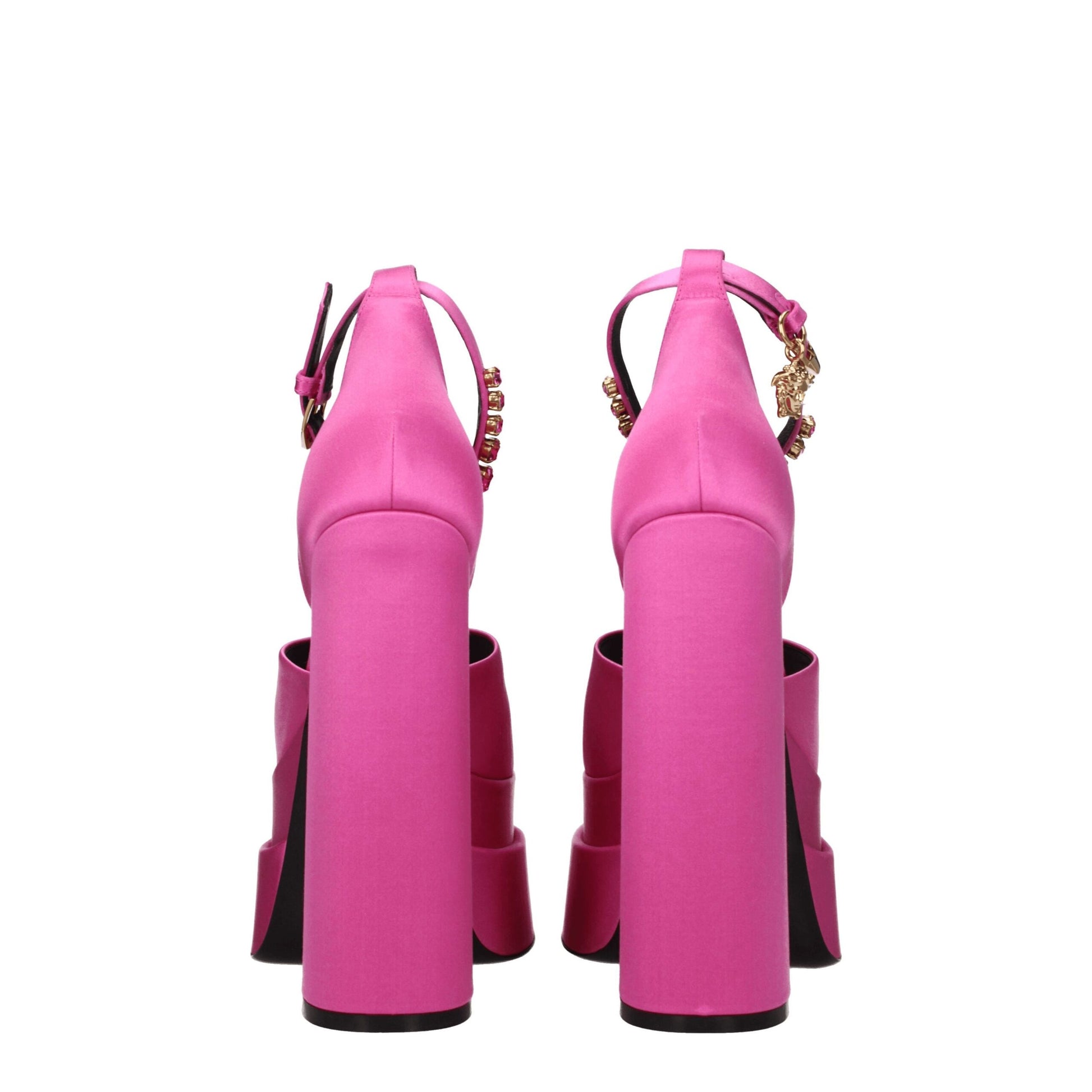Versace Pink Satin Platform Sandals - ClickThatClicks 