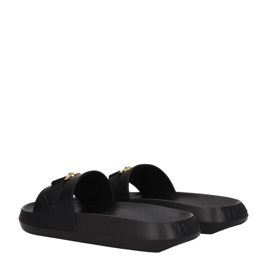 Versace Black Leather Slippers - ClickThatClicks 