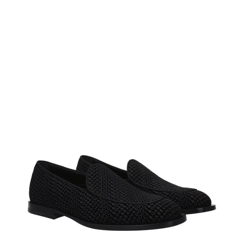 Dolce & Gabbana Black Velvet Slip-On Loafers - ClickThatClicks 