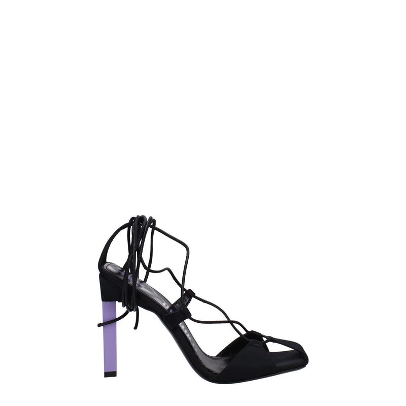 The Attico Black Fabric Stiletto Heel Sandals