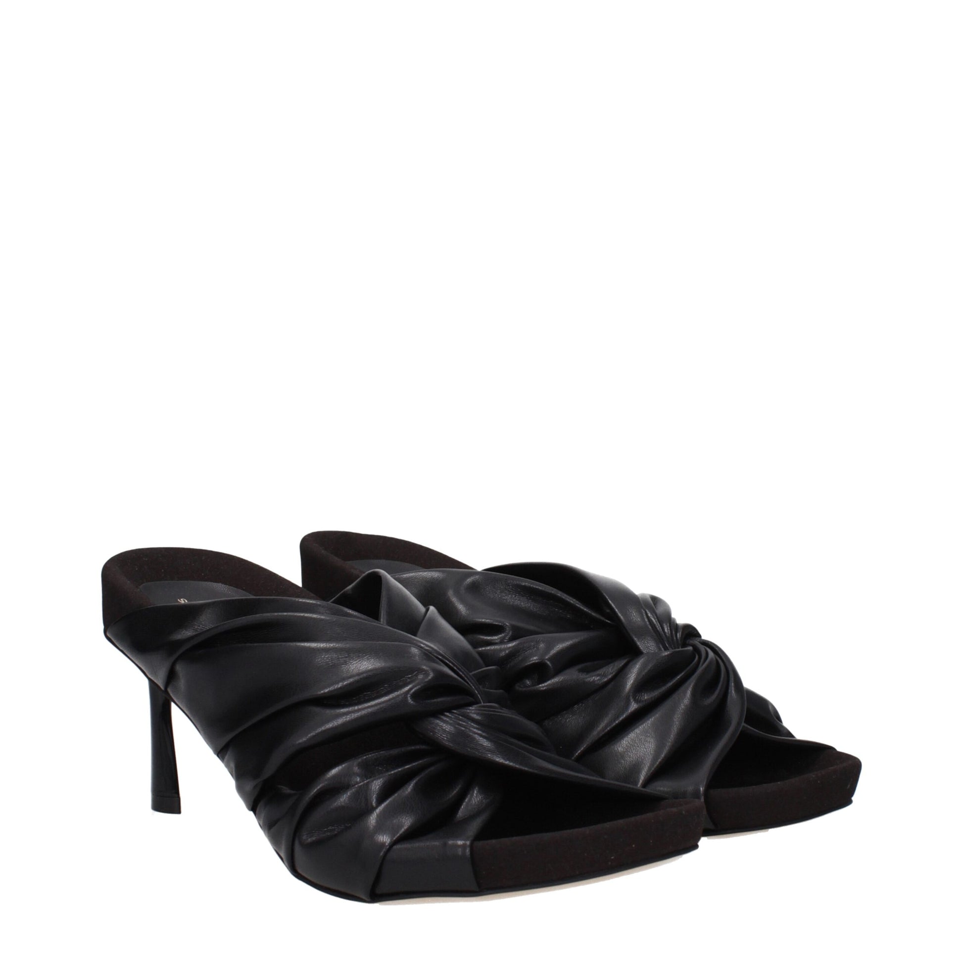 Stella McCartney Black Leather Stiletto Heel Sandals - ClickThatClicks 