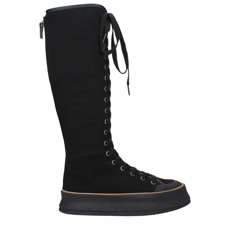Max Mara Black Fabric Lace-Up Boots
