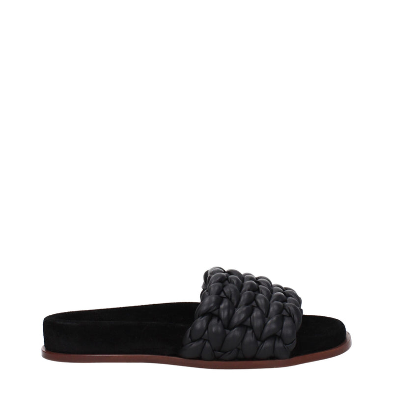 Chloé Black Leather Slippers