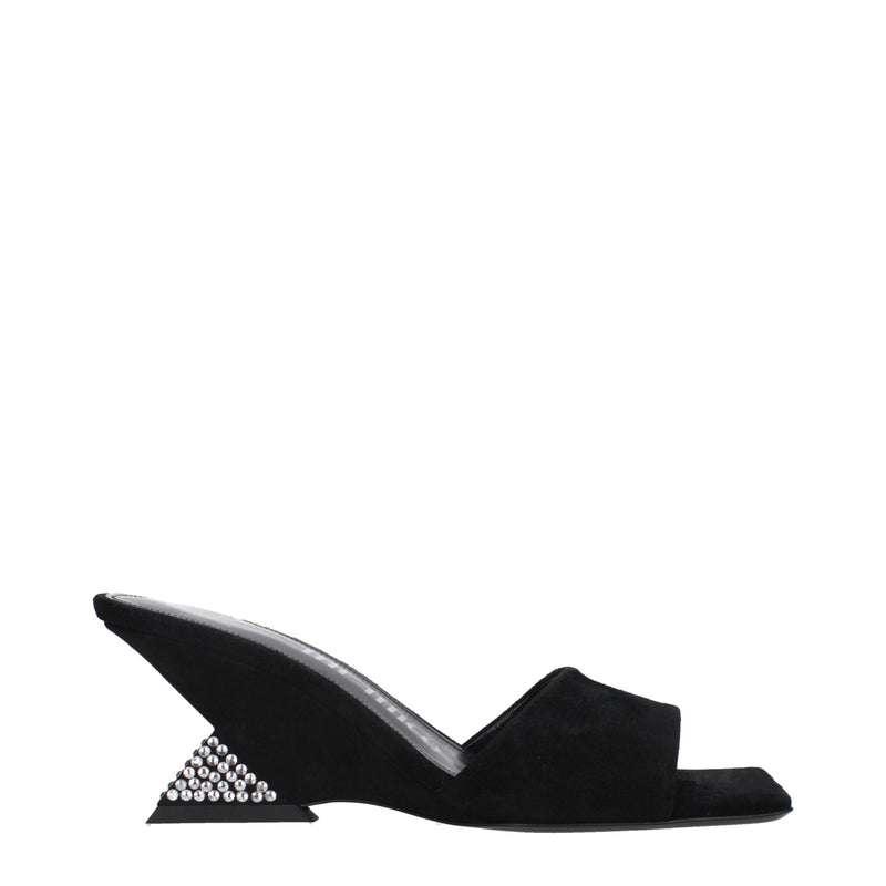 The Attico Black Leather Platform Sandals