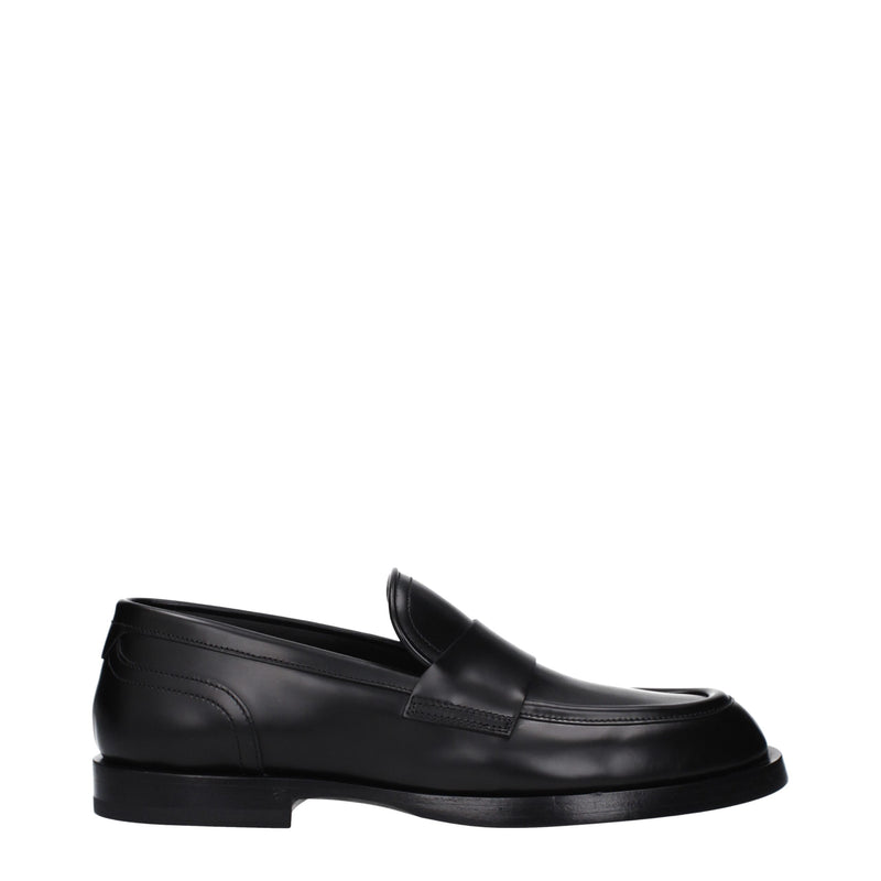 Dolce & Gabbana Black Leather Slip-On Loafers
