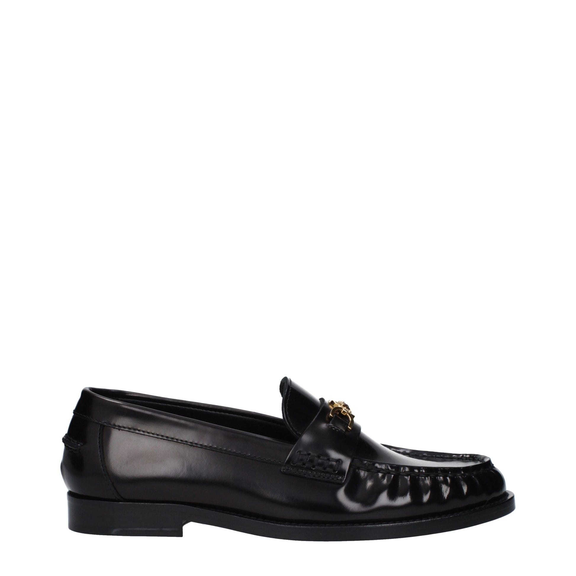 Versace Black Leather Slip-On Loafers - ClickThatClicks 